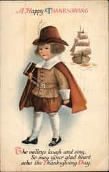 A Happy Thanksgiving Pilgrims Postcard Postcard