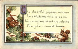 The Cheerful Joyous Season The Autumn Time is Come Seasons Postcard Postcard