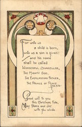 For Unto us a Child is Born, Unto us a Son is Given; Postcard