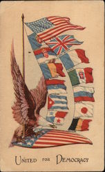 "United for Democracy" - Eagle with American Flag & Flags of 12 Other Countries "United for Democracy" - Eagle with American Flag & Flags of 12 Other Countries