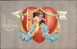 Greetings from my Heart Cupid Postcard Postcard