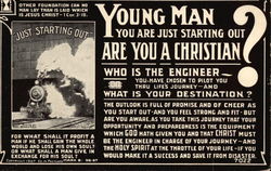 Young Man You are Just Starting out Are you a Christian? Who is the Engineer? Postcard
