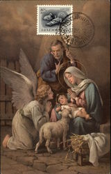 Madonna and Child surrounded by Joseph and Angel in the Manger Madonna and Child surrounded by Joseph and Angel in the Manger