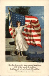 Dear Flag of our Country, Whose Stars and Whose Bars Call all her Sons to Defend Her; Postcard