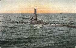 Underseas boat about to submerge Navy Postcard Postcard