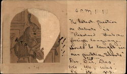 Woman working in kitchen Postcard