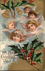 With Best Christmas Wishes Angels Postcard Postcard