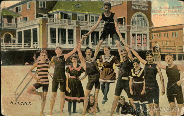 A Real Happy Crowd at the Beach Atlantic City New Jersey