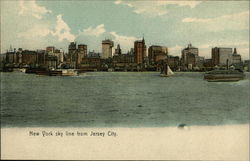 New York Sky Line from Jersey City Postcard