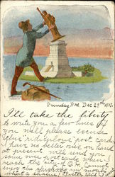 Placing the Statue of Liberty Postcard