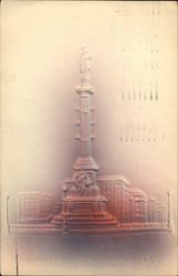 Columbus Monument and Park CIrcle Postcard
