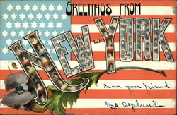 Greetings from New York Faces in Letters Postcard Postcard