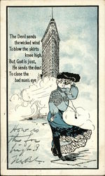 The Devil Sends the Wicked Wind To Blow the Skirts Knee High Postcard
