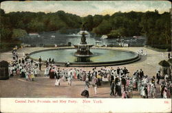 Central Park Fountains and May Party Postcard