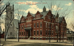 Congregational Church and Grammar School Clinton, MA Postcard Postcard