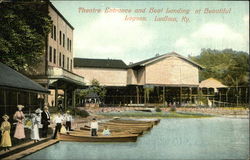 Theatre Entrance and Boat Landing at Beautiful Lagoon Ludlow, KY Postcard Postcard