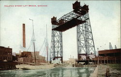 Halsted Street Lift Bridge Chicago, IL Postcard Postcard