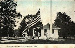 Lowering the Flag Camp Douglas, WI Postcard Postcard