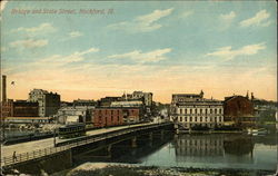 Bridge and State Street Rockford, IL Postcard Postcard