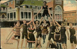 A Real Happy Crowd at the Beach Postcard