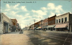 North Main Street, Looking South Greenville, SC Postcard Postcard