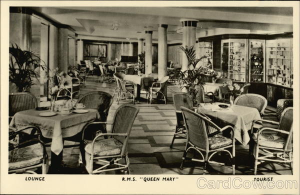 R.M.S. Queen Mary Lounge Tourist Interiors