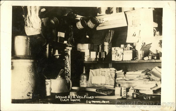 Interior of a Well-Filled Claim Shack Cando North Dakota