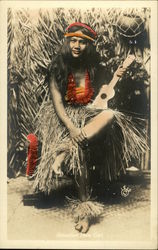 Hawaiian Hula Girl, Tinted Hawaiian Hula Girl, Tinted