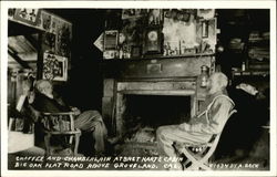 Chaffee and Chamberlain at Bret Harte Cabin Postcard