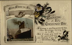 Hands Across the Sea, Thinking of you on Christmas Day Postcard