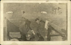 Three Men Relaxing Postcard
