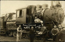 Eire Engine and Crew Avoca, PA Locomotives Postcard Postcard