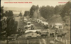 Trade and Festival - Gathering of Wagons at Prairie Farm Wisconsin Postcard Postcard