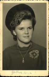 Portrait of Young Woman Wearing Hat Postcard