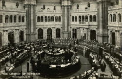 The Library of Congress - Main Reading Room Postcard