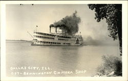 Steam Powered Ferry in Dallas City, Ill Illinois Postcard Postcard