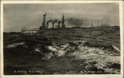 A Heavy Sea-Way, U.S.S. Vermont Postcard