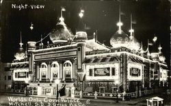 Night View, Worlds Only Corn Palace Postcard