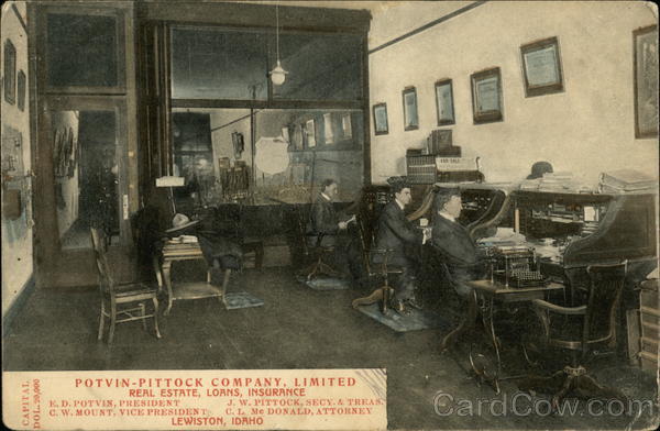 View of Office, Potvin-Pittock Company Lewiston Idaho
