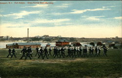 Fort Adams - Dress Parade Band Marching Newport, RI Postcard Postcard