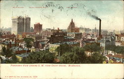Panoramic View Looking S.W. from Court House Milwaukee, WI Postcard Postcard