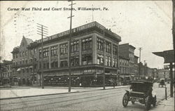 Corner West Third and Court Streets Williamsport, PA Postcard Postcard