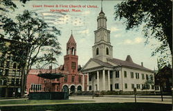 Court House & First Church of Christ Springfield, MA Postcard Postcard