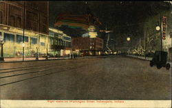 Night Scene on Washington Street Postcard
