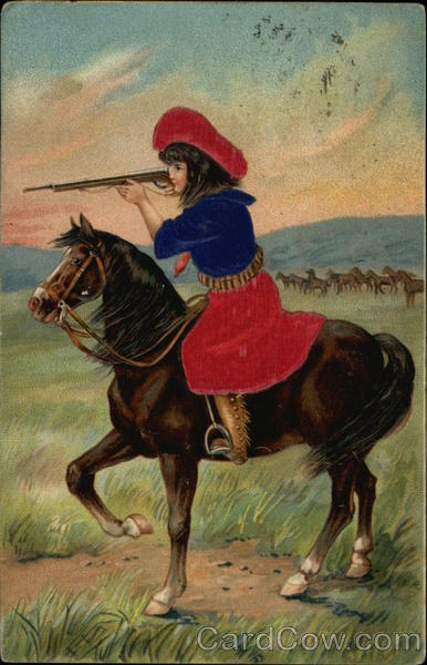 Cowgirl on Horse, Silk Cowboy Western