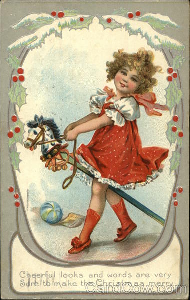 Little Girl With Hobby Horse Children