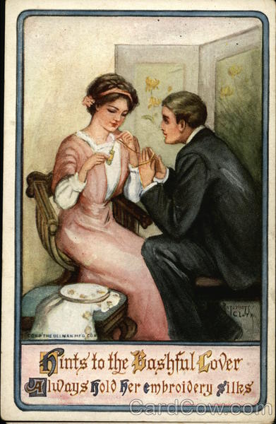 Hints to the Bashful Lover Always Hold Her Embroidery Silks