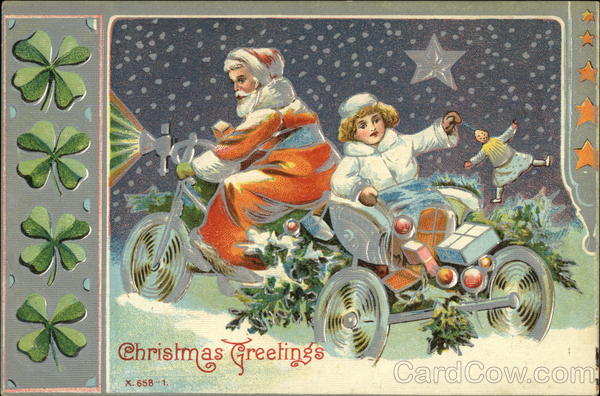 Santa on Tricycle with Presents Santa Claus