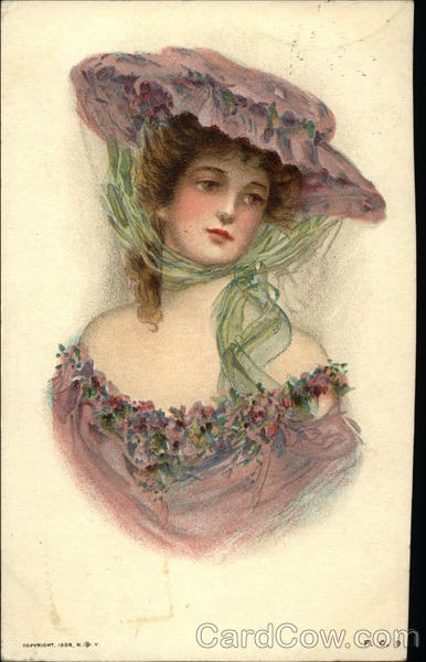 Lady in Violet with Hat Women