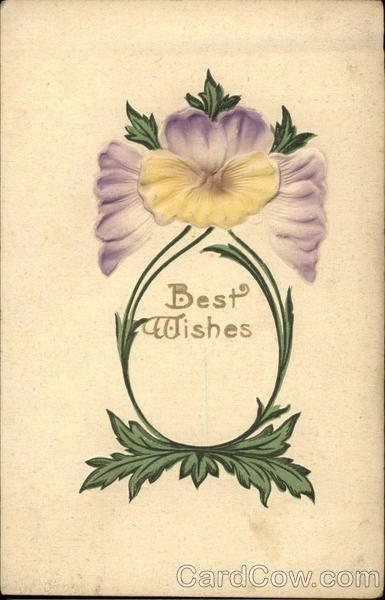 Best Wishes - Purple & Yellow Pansies Airbrushed